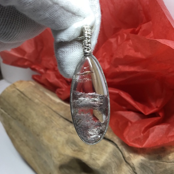 Natural Clear Phantom Crystal Pendant And Chain